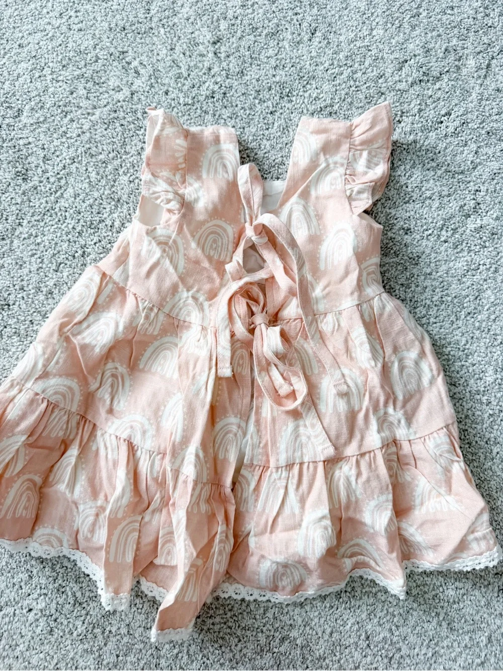 Girls Peach Rainbow Ruffle Too & Bloomers Set